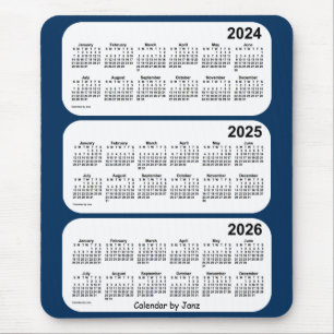 Tapis De Souris 2024-2026 bleu de boîte de police calendrier de 3