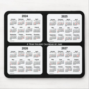 Tapis De Souris 2024-2027 calendrier noir et blanc de vacances par