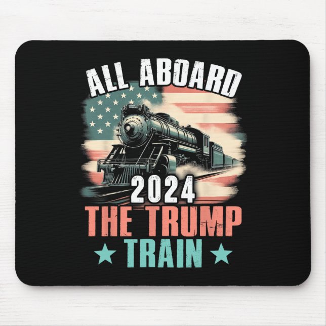 Tapis De Souris 2024 À Bord Du Drapeau Trump Train 2024 Usa (Devant)