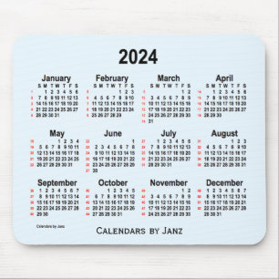 Tapis De Souris 2024 Alice Blue Calendrier de 52 semaines par Janz