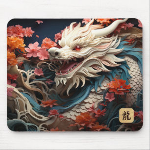 Tapis De Souris 2024 Année du Dragon   Dragon blanc