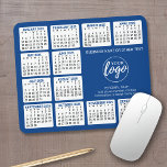 Tapis De Souris 2024 Calendar - add logo, Contact Information Blue<br><div class="desc">Add a logo with a 2024 calendar and room to add a few lines of text. A fun item for the New Year to use as a company giveaway.</div>
