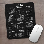 Tapis De Souris 2024 Calendar - black background - Vertical<br><div class="desc">A simple black background with a 2024 calendar. A simple business item for the New Year. A black background for a calendar with a solid color.</div>