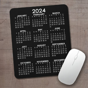Tapis De Souris 2024 Calendar - black background - Vertical 