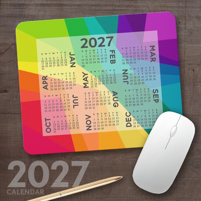 Tapis De Souris 2024 Calendar - colorful rainbow prism (2027 Calendar Mousepad)