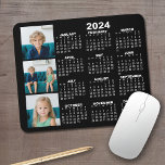 Tapis De Souris 2024 Calendar with 3 Photo Collage - black<br><div class="desc">A 3 photo collage with a 2024 calendar. A fun item for the New Year. Add 3 square photos to this design.</div>