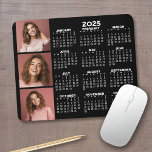 Tapis De Souris 2024 Calendar with 3 Photo Collage - black<br><div class="desc">A 3 photo collage with a 2024 calendar. A fun item for the New Year. Add 3 square photos to this design.</div>