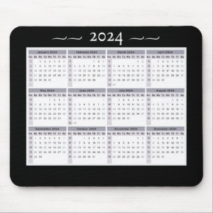 Tapis De Souris 2024 Calendrier Hebdomadaire Noir Blanc Grande Imp