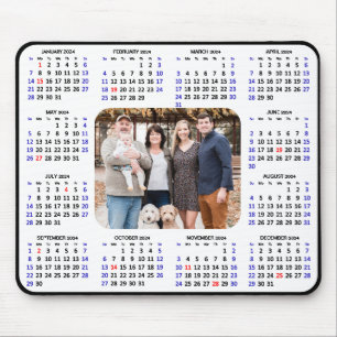 Tapis De Souris 2024 Calendrier Moderne Famille Noire Photo Minima