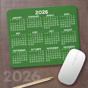 Tapis De Souris 2024 Full Year View Calendar - horizontal - Green