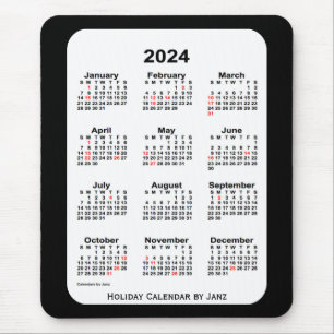 Tapis De Souris 2024 Holiday Two Tone Black Calendar par Janz