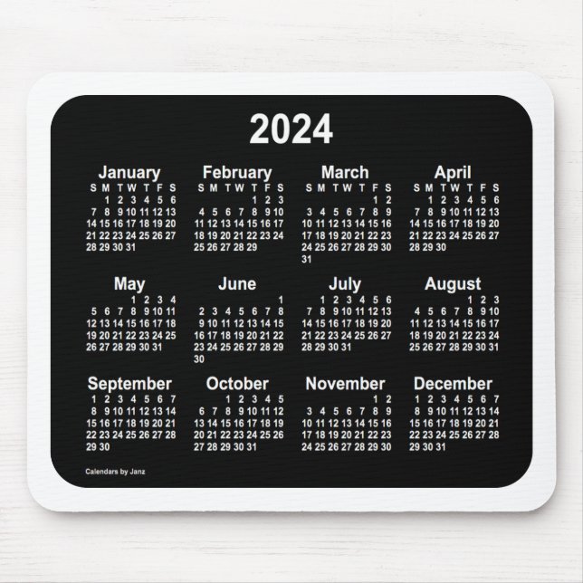 Tapis De Souris 2024 Neon White Calendar by Janz Two Tone (Devant)