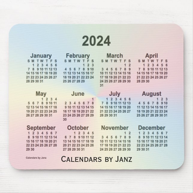 Tapis De Souris 2024 Rainbow Cloud Calendar by Janz (Devant)