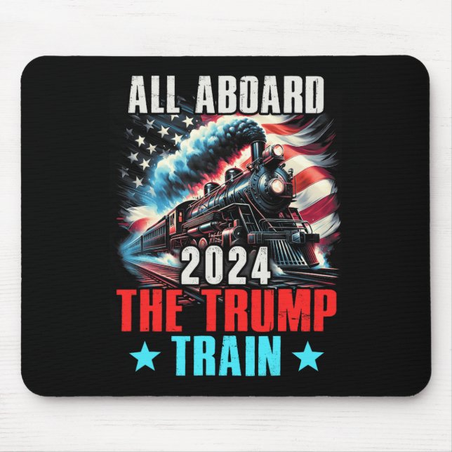 Tapis De Souris 2024 Tous à bord du Trump nous enseigne le drapeau (Devant)