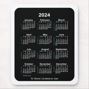Tapis De Souris 2024 White Neon Calendrier 52 semaines par Janz