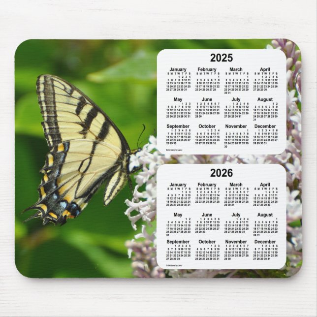 Tapis De Souris 2025-2026 Calendrier des papillons Swallowtail par (Devant)