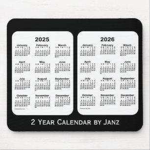 Tapis De Souris 2025-2026 calendrier noir et blanc de 2 ans par