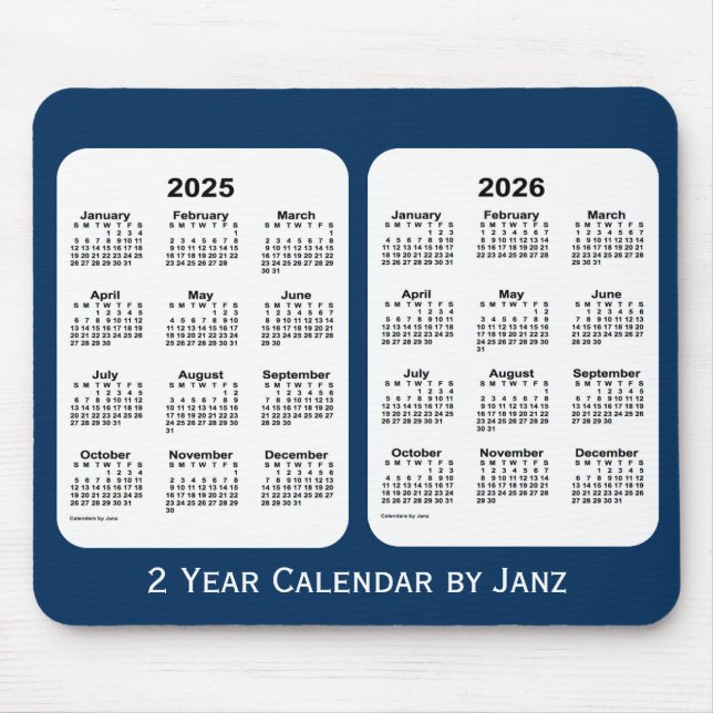 Tapis De Souris 2025-2026 Police Box Blue 2 Year Calendar par Janz (Devant)