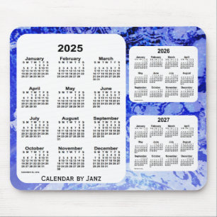 Tapis De Souris 2025-2027 galaxie bleue calendrier de 3 ans par