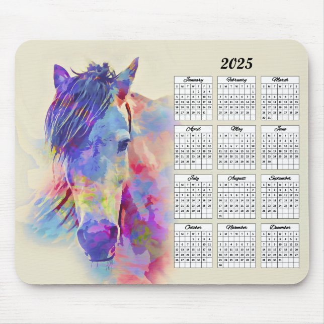 Tapis De Souris 2025 Abstract Horse Calendar (Devant)