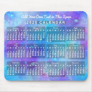 Tapis De Souris 2025 Année Calendrier mensuel Etoiles d'aquarelle