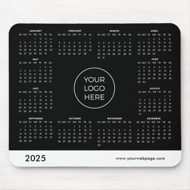 Tapis De Souris 2025 Calendrier Business Black Mouse Pad (Devant)