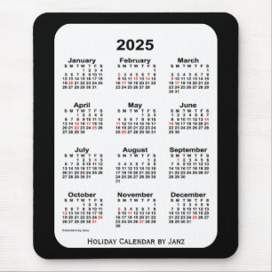 Tapis De Souris 2025 Holiday Two Tone Black Calendar par Janz
