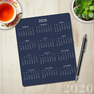 Tapis De Souris 2025 Moderne Minimaliste Marine Calendrier bleu