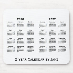 Tapis De Souris 2026-2027 blanc calendrier de 2 ans par Janz