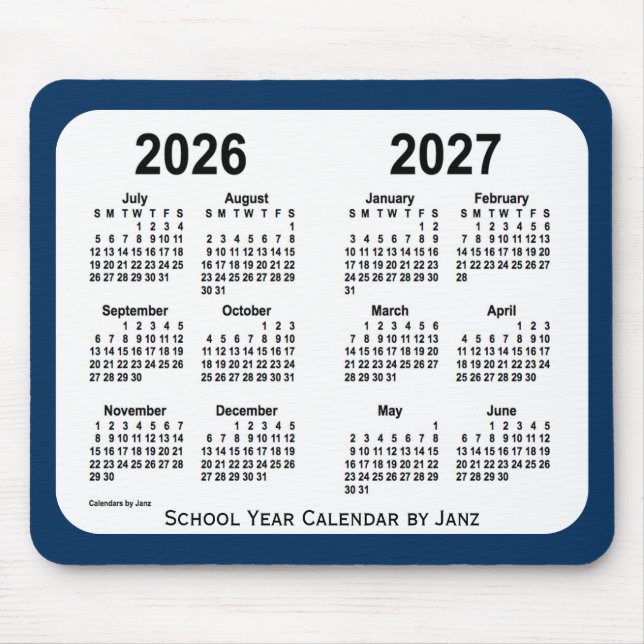 Tapis De Souris 2026-2027 Boîte de police Calendrier de l'école bl (Devant)
