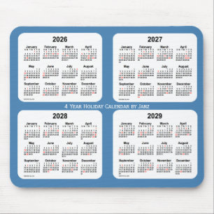 Tapis De Souris 2026-2029 calendrier de vacances de bleu en acier