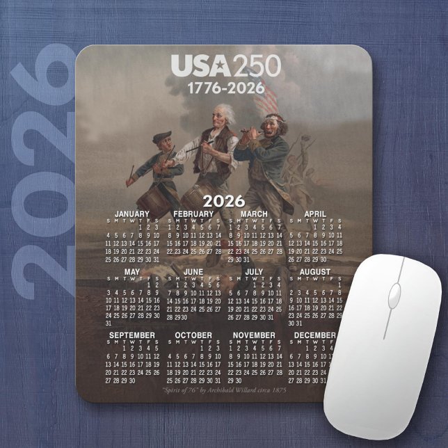 Tapis De Souris 2026 Calendar - Spirit of 76 - America's 250th (2026 Calendar on a Mousepad)