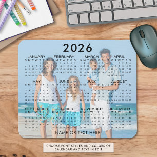 Tapis De Souris 2026 Calendrier Photo Overlay personnalisé