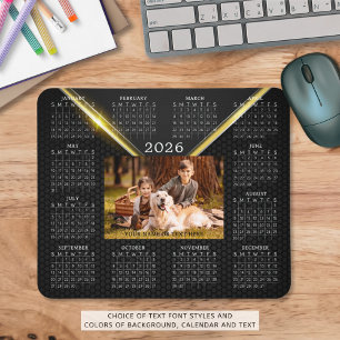 Tapis De Souris 2026 Calendrier Un Nom Photo Black Gold