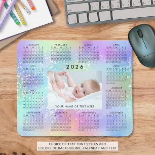 Tapis De Souris 2026 Calendrier Une photo Parties scintillant arc-