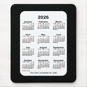 Tapis De Souris 2026 Holiday Two Tone Black Calendar par Janz