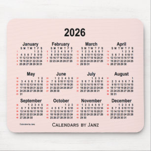 Tapis De Souris 2026 Misty Rose 52 Weeks Calendrier par Janz