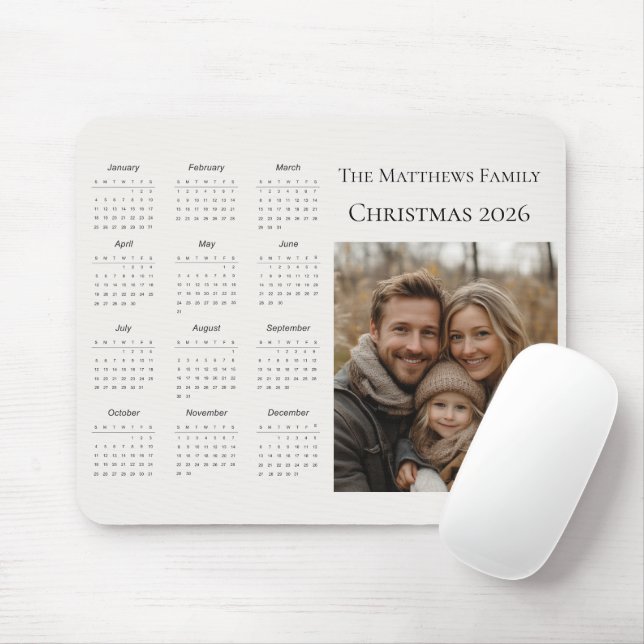 Tapis De Souris 2026 Modern Christmas Photo Calendar (Avec souris)
