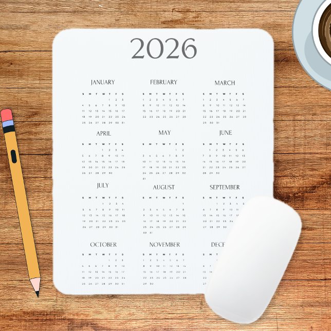Tapis De Souris 2026 Modern Minimalist Mini Calendar (2026 Modern Minimalist Mini Calendar Mouse Pad)