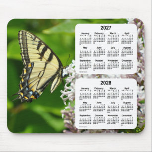 Tapis De Souris 2027-2028 Calendrier des papillons Swallowtail par