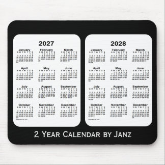 Tapis De Souris 2027-2028 calendrier noir et blanc de 2 ans par