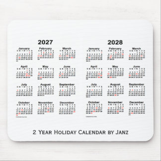 Tapis De Souris 2027-2028 White 2 Year Holiday Calendar par Janz