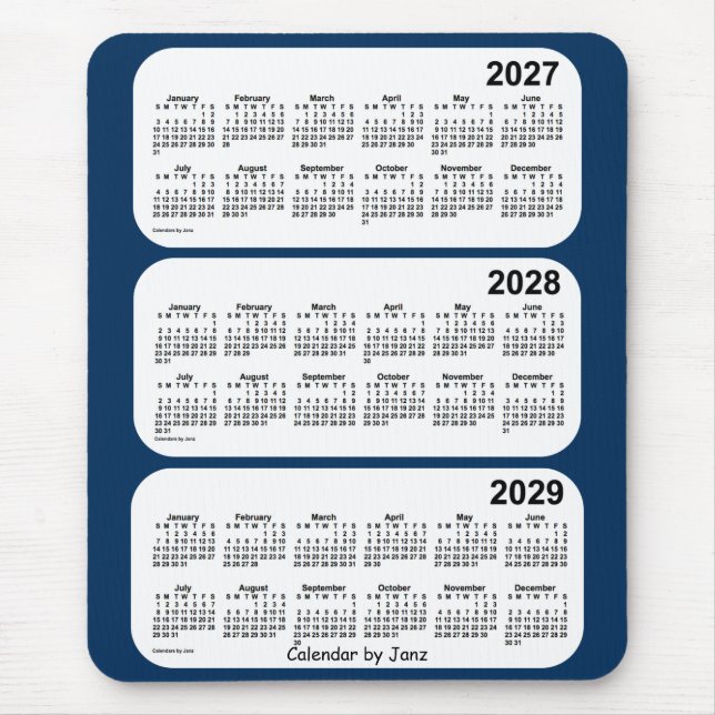 Tapis De Souris 2027-2029 bleu de boîte de police calendrier de 3 (Devant)