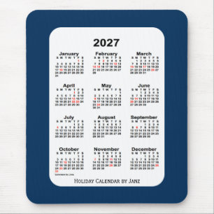 Tapis De Souris 2027 Boîte de police de vacances Calendrier bleu p