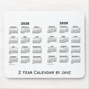 Tapis De Souris 2028-2029 blanc calendrier de 2 ans par Janz