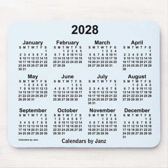 Tapis De Souris 2028 Alice Blue Calendar by Janz Mouse Pad (Devant)