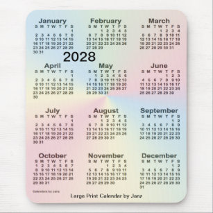 Tapis De Souris 2028 Rainbow Cloud Large Print Calendar by Janz