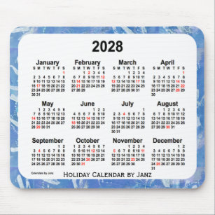 Tapis De Souris 2028 Sky Blue Holiday Art Calendar by Janz