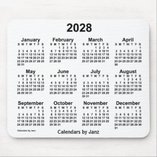 Tapis De Souris 2028 White Calendar by Janz Mouse Pad
