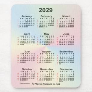 Tapis De Souris 2029 Rainbow Cloud 52 Week Calendar by Janz